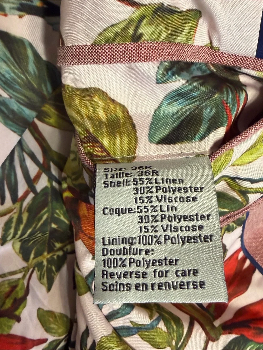 Paisley & Gray Blazer Mens 36R Linen Blend Mauve Slim Fit Tropical Lining Preppy